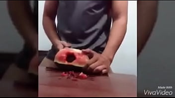 Masturbating with watermelon