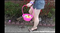 Kitty flashing her panties and solving a puzzle