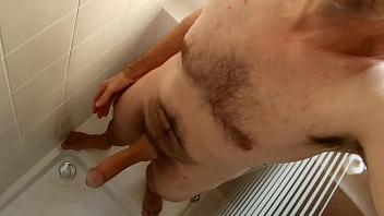 Jerk off cumshot in the shower