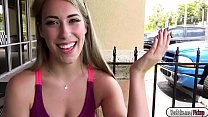 Pretty babe Kimber Lee gets fucked by a stranger for his cash