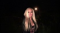 Hot blonde girl decides to go to a public gang bang dogging orgy with strangers