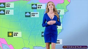 Busty weather chick gets fucked live on a TV studio