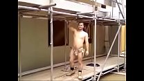 construction worker strips naked