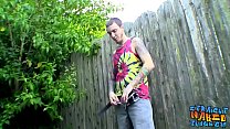 Kinky twinkie Blinx caresses his tool outdoors and cums