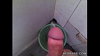 Cumming in a public bathroom bin