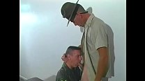 Sergeant getting his cock sucked by soldier in uniform in the office