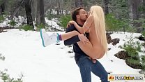 Gf riding her guys dick in the snow