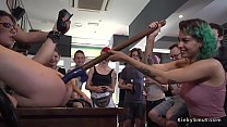 Euro babe fucked in public bar