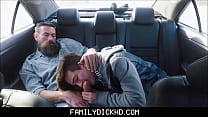 FamilyDickHD.com - Twink Step Son And His Step Dad Fuck In The Back Seat Of Their Car During Driving Practice
