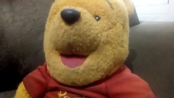 tiger fucking pooh teddy bear on the couch of his house with lots of delicious porno love