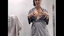Big tits brunette shower on webcam - watch live at AngelzLive.com
