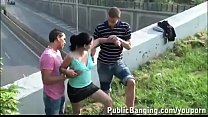 Public threesome enjoy (somebody have more videos of her?)