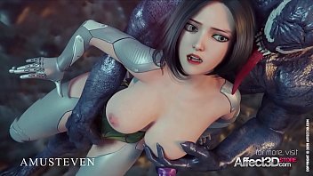 Big Tits Angelita fucked hard by a monster in a 3d animation 3 min