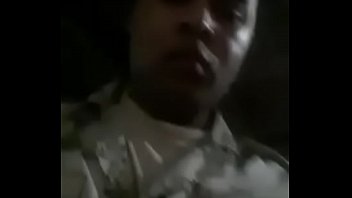 Black military man masturbates for my best friend