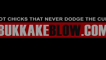 Skanks give blowjobs during blowbang