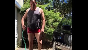 /Mature washes car/plays with big cock in bikini-aka “ Adam longrod