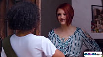 Redhead is facesitted by ebony girlscout