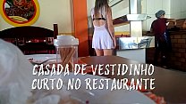 Cristina Almeida doing exhibitionism in a restaurant with her cuckold husband
