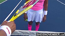 Naive Ebony Tennis Slut perd le match et trouve une grosse bite à l'intérieur de sa jeune bouche à l'extérieur et sa chatte à l'intérieur, la jeune blonde mignonne au gros cul Ebony Msnovember sur S