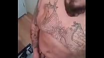 Viking stroking his cock
