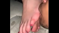 licked her beautiful soles and toes but got caught at the end