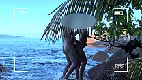 公共ビーチでセックスをしている盗撮スパイヌードカップル