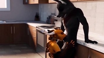 Furry Wolf Cocina Mamada Animación