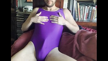 @the1piecewonder cums in purple leotard