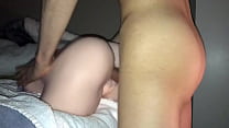 Solo sex: teen humping and fucking silicone torso sextoy, ends up cumming inside