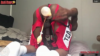 Using Huge dildo to beat up his destroyed hole - The Ass bouquet of buttplug with the inflatable pumps, moaning with a prolapsed black eye - Ass Monkey  TheAmOfficial.com