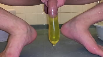 Ejaculate with a condom with pee