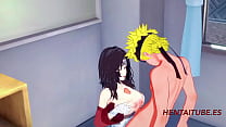 Наруто Хентай 3D - Куренай делает дрочку и трахается с Наруто, и он кончает ей в сиськи и киску