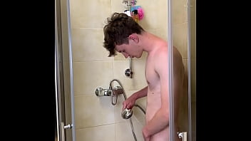 Skinny Boy with Big Dick take Warm Shower / Boy / Uncut / College /
