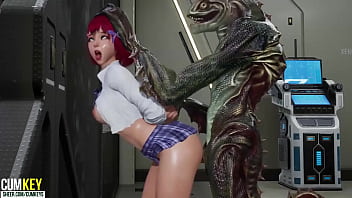 Sluty Girl se reproduit avec Lizard Man | Hentaï porno 3D | Poupée déchue