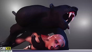 Hot Babe Mates avec Furry Monster | Monstre à grosse bite | La vie sauvage du porno 3D