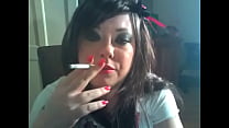 Cute BBW Tina Snua Dressed As A Student & Smoking 3 Superking Cigarettes