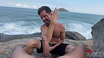jacking off on the beach