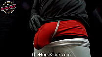 Grande galo branco stripper cavalo galo acariciando pau enorme ponto de vista para ejaculação close up