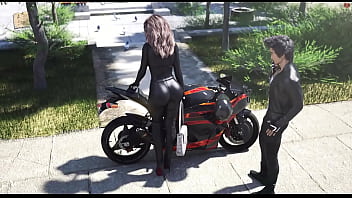 Madre y Esposa Episodio 26 Hermosa Mujer Rubia Casada Madura se va con su Estudiante en la Moto Vestida sexi de Cuero Negro