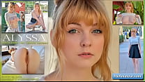 Сексуальная натуральная большегрудая блондинка Алисса показывает свое сексуальное тело перед веб-камерой в любительском видео