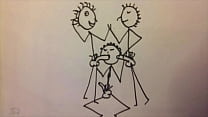 Courte animation stickman d'un jeune homme en forme donnant à deux gars un dessin animé amusant en stop motion par A55B4Nd1T