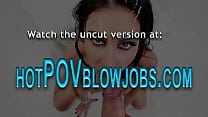 Horny slut gives blowjob and throats