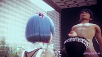 Re Zero Hentai - Rem Handjob con POV (sin censura) - Juego de anime manga japonés asiático porno