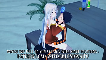 Rezero hentai : Echidna et Subaru s'amusent à la plage