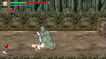 Pretty blonde warrior in sex with monsters men in Legend of ogre buster new hentai gameplay