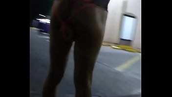 Walking down the street with the dildo in the ass
