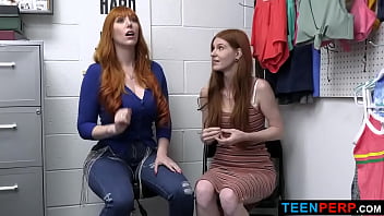 Redhead step Mom and Caught Stealing and Detained in Security Office