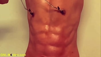 Horny Chinese guy nipple play edging hot body