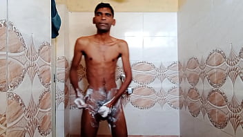 Rajesh showering, masturbating and cumming