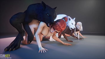 Zuchtorgie mit drei vollbusigen Schönheiten | Großer Schwanz-Monster | 3D-Porno Wildes Leben